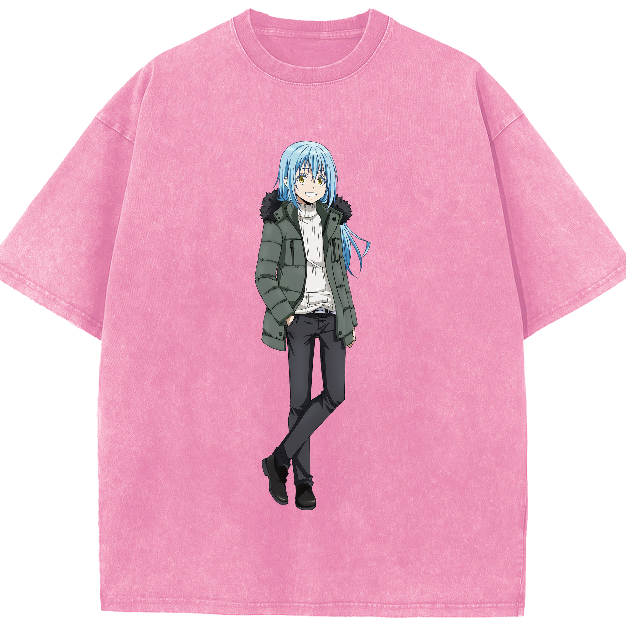 （画像用） 転スラ Regarding Reincarnated to Slime 綿100% ヴィンテージ風 半袖Tシャツ（フロントプリント）